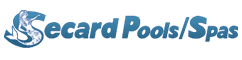 Secard Pools/Spas logo blue over transparent